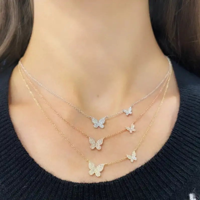 Modern Butterfly Diamond Necklace
