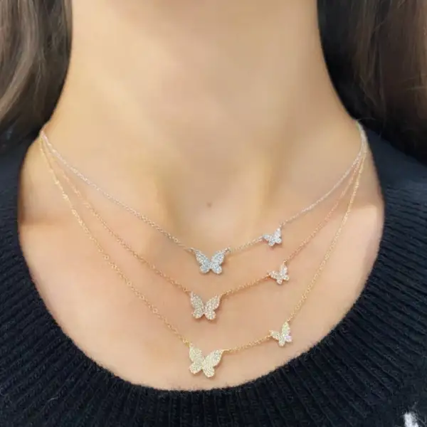 Modern Butterfly Diamond Necklace