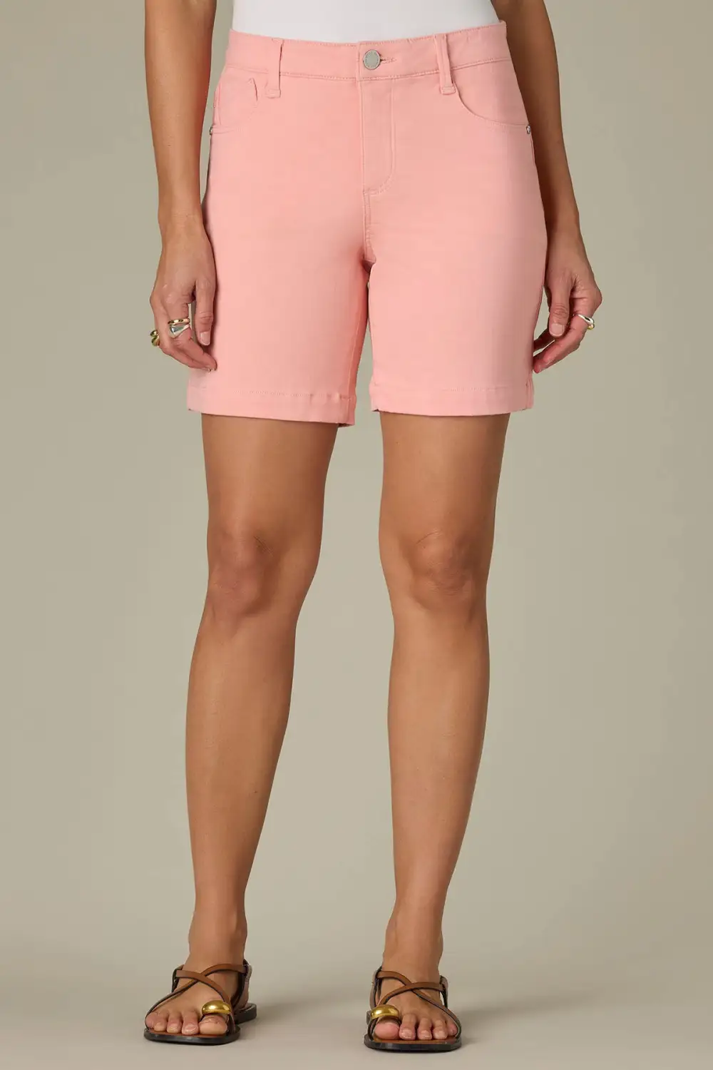 Mid Rise Stretch Petite Twill Shorts