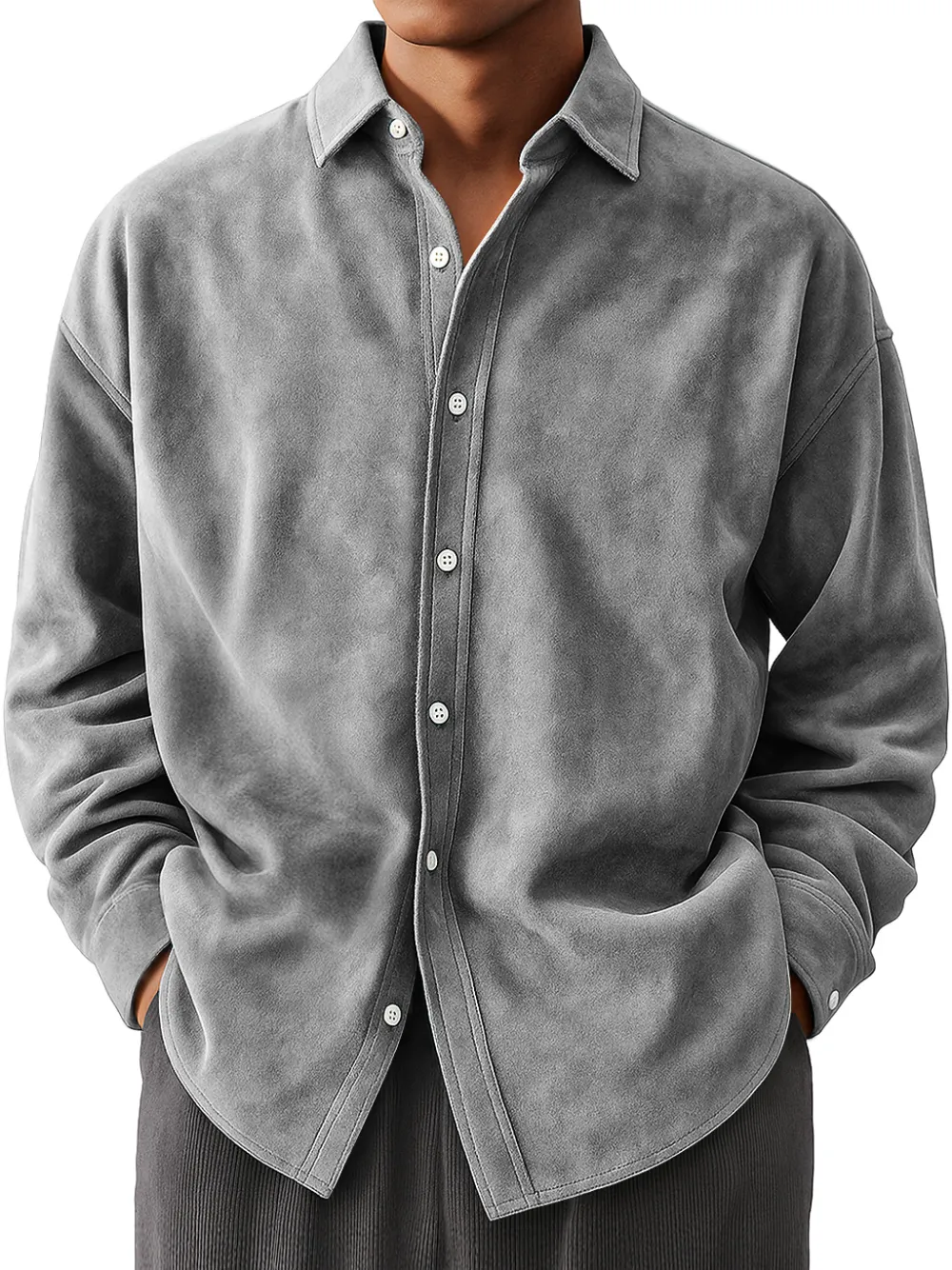Suede Feel Long Sleeve Shirt