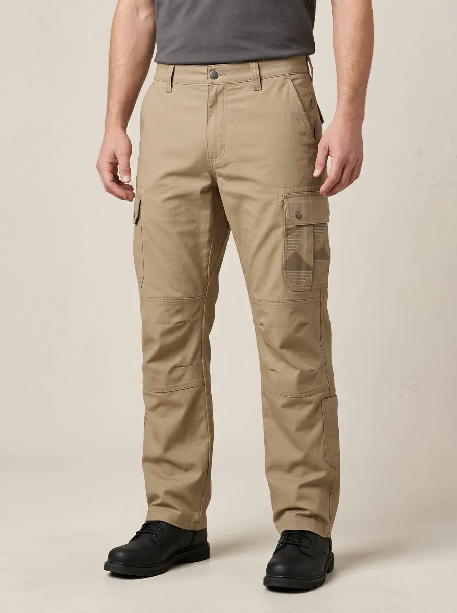 Unisex Geometric Pattern Printed Tactical Work Pants