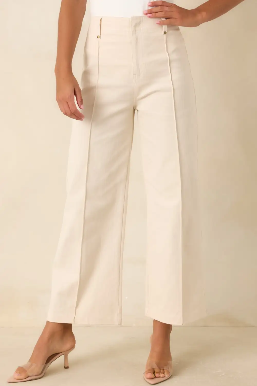 Cotton Cropped Wide Leg Pants