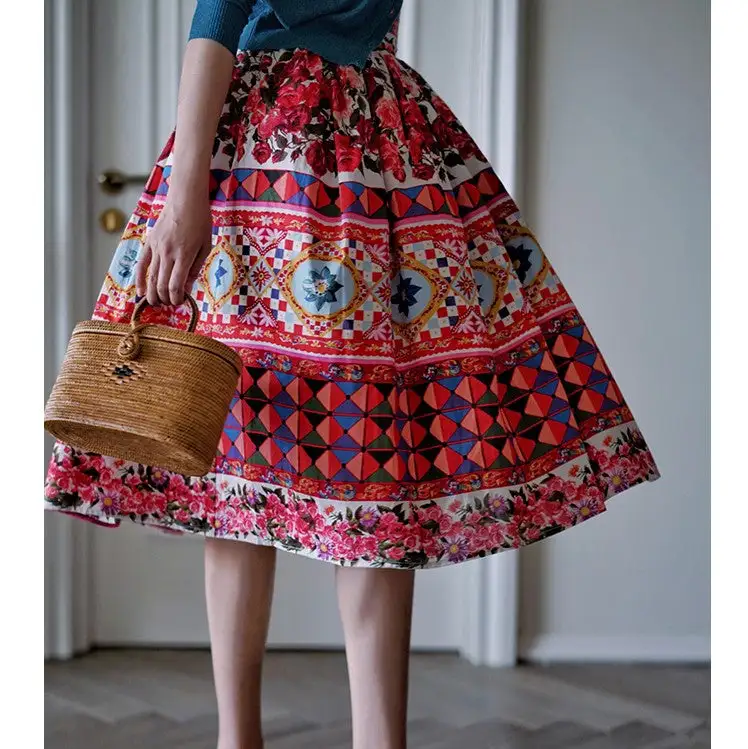 Roomy Casual Everyday Casual Floral Skirt