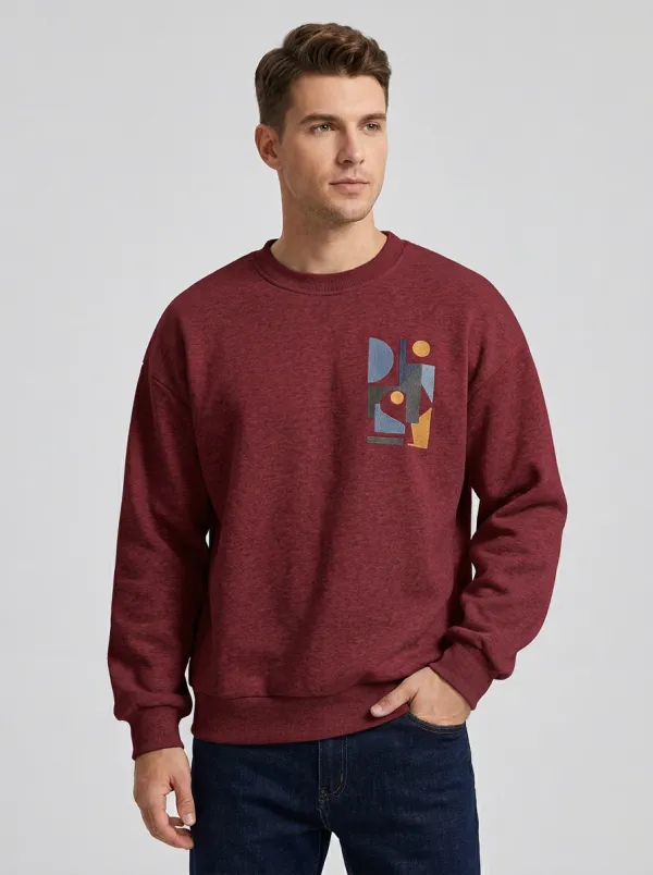 Men's Grey Geometric Abstract Art Fleece Sweatshirt