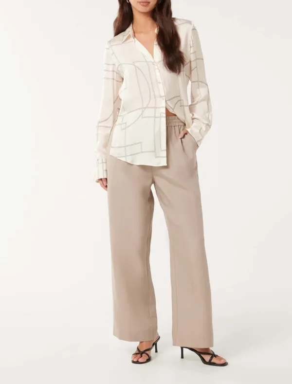 Notched Neck Satin Shirt