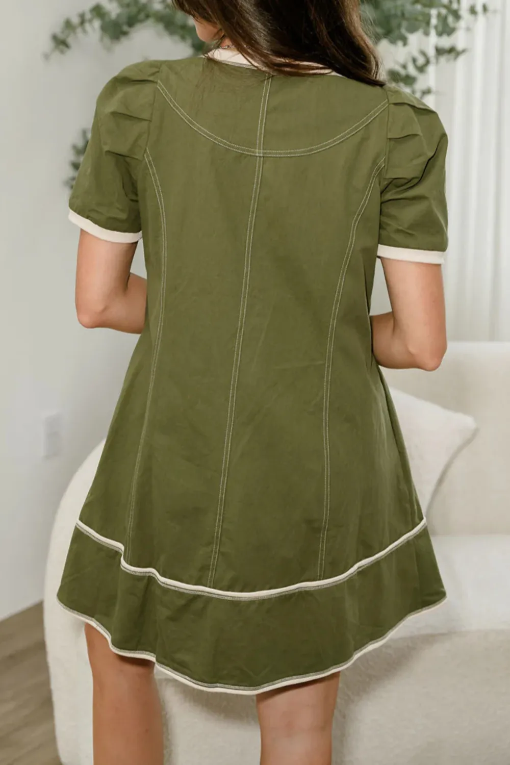 Front Zipper Round Neck Dress