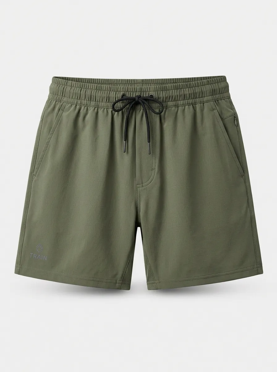 Men's Athletic Fitness Train Logo Printed Breathable Shorts