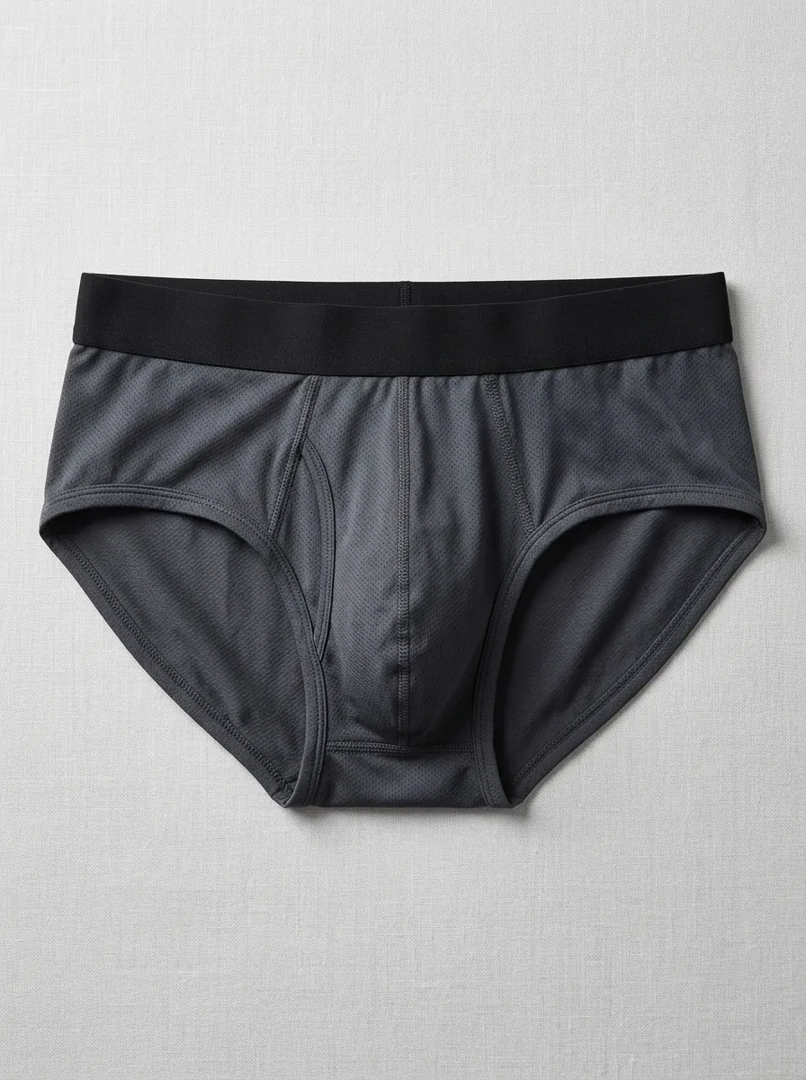 Men's Athletic Performance Charcoal Mesh Printed Briefs
