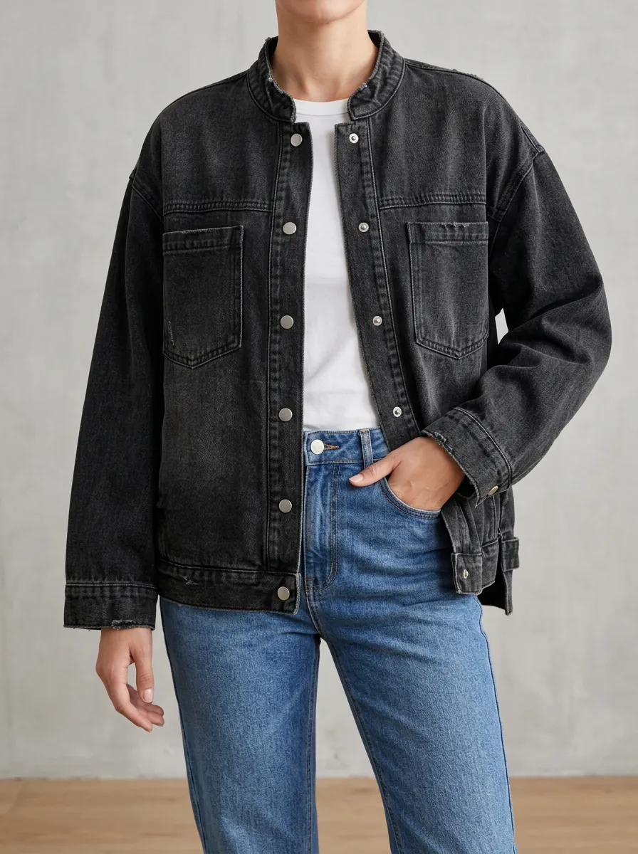 Women's Denim Layering Jacket with Denim Detail