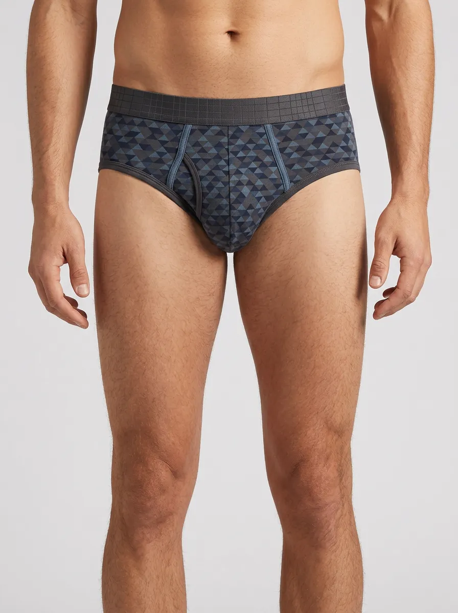 Men's Geometric Triangle Pattern Printed Briefs