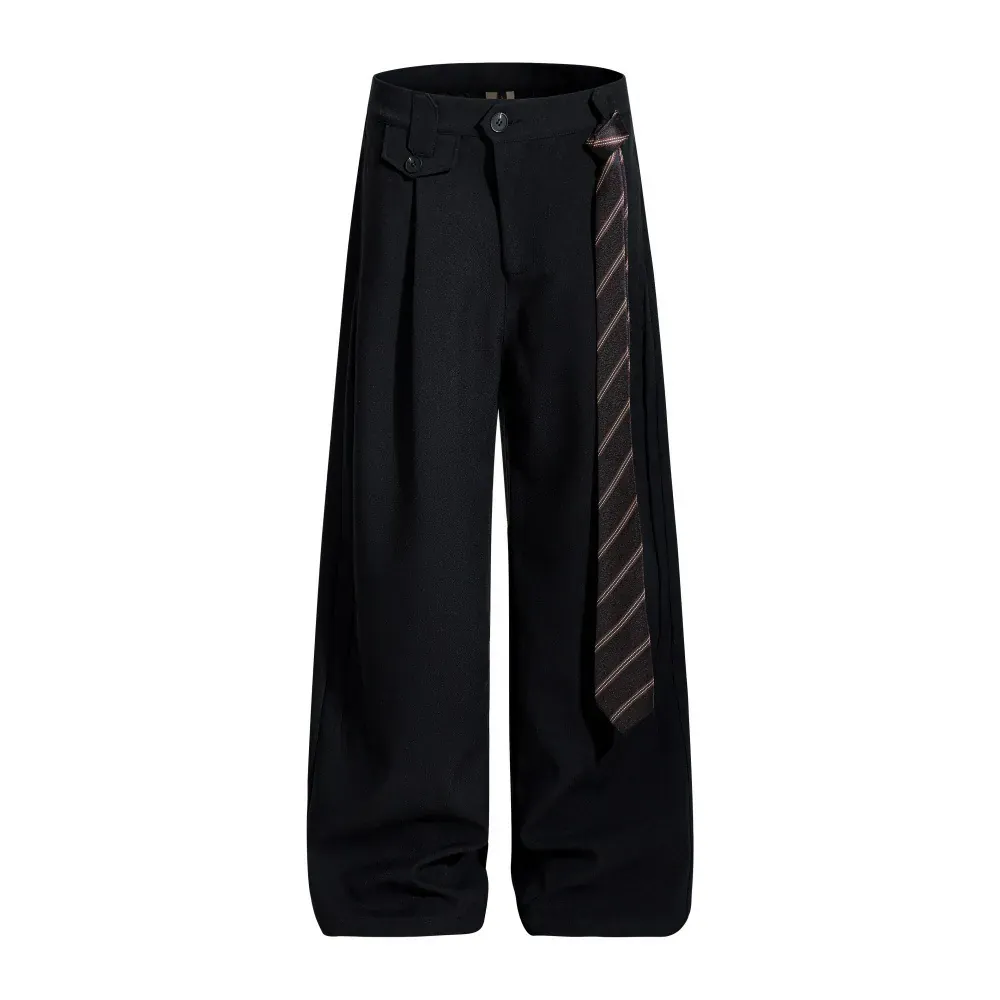 Loose-Fit Suit Pants with Tie Detail