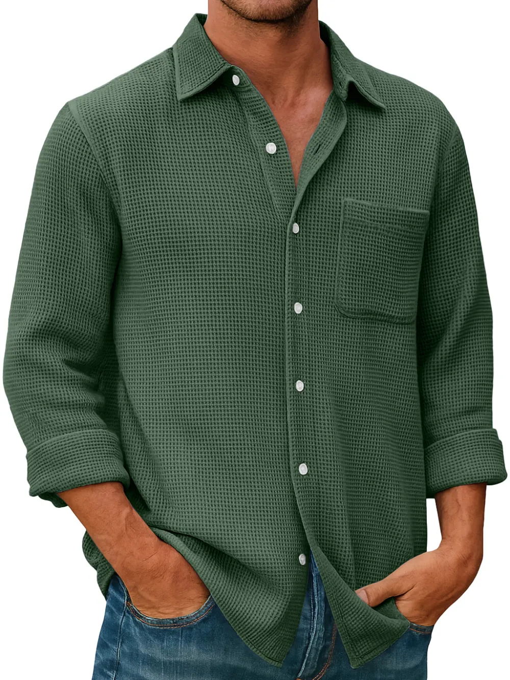 Textured Knit Pocket Shirt