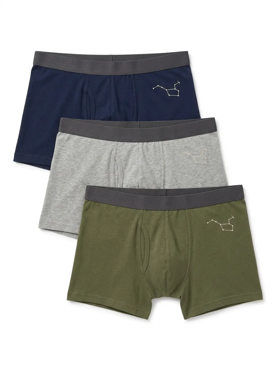 Men's 3-Pack Constellation-Embroidered Boxer Briefs