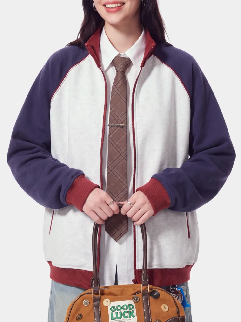 Lightweight Stand Collar Color Block Outdoor Utility Jacket