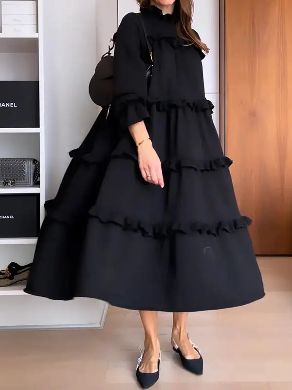 Ruffled Neck Maxi Dress