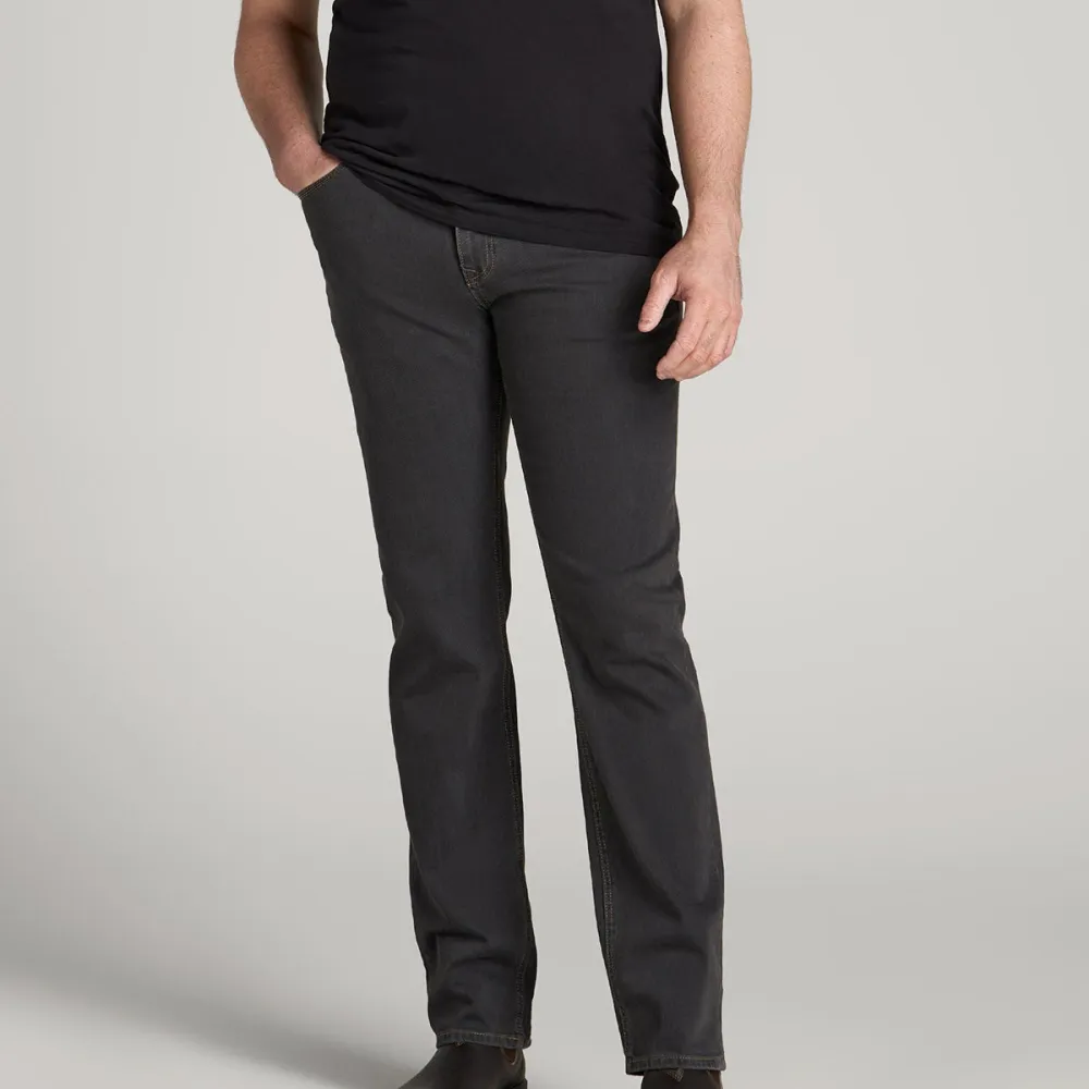 Men's Textured Straight Leg Cotton Stretch Jeans
