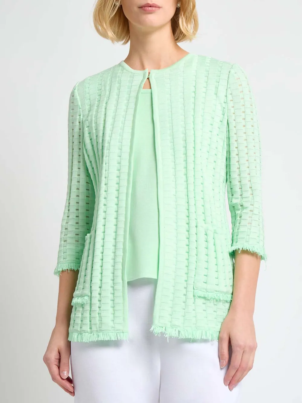 Three Quarter Sleeve Solid Color Knitwear