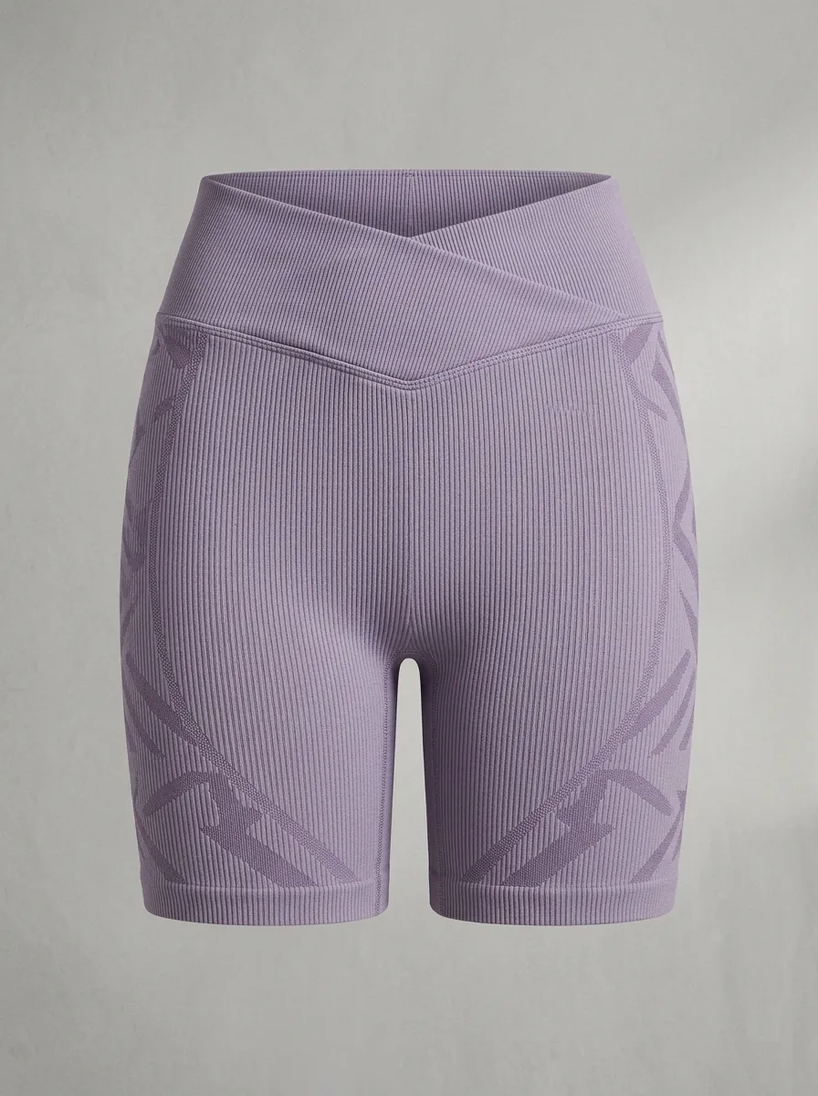 Women's Yoga Fitness Geometric Pattern Printed Ribbed Shorts