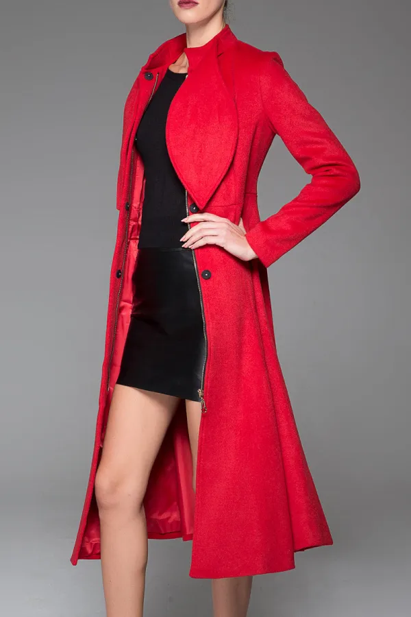 Wool Blend Fit and Flare Coat