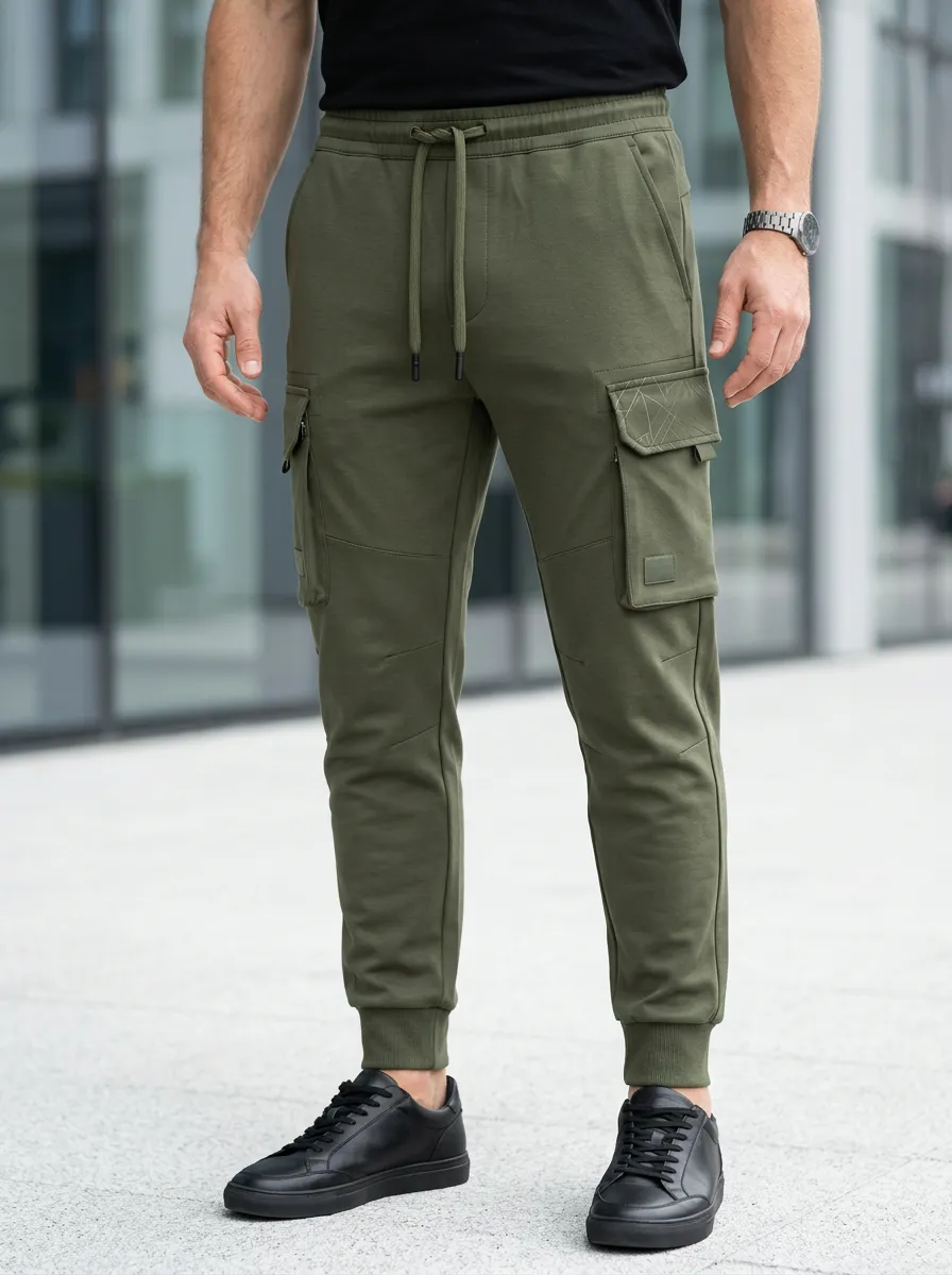 Easy-Wear Geometric Graphic Print Casual Look Men's Cargo Jogger Pants