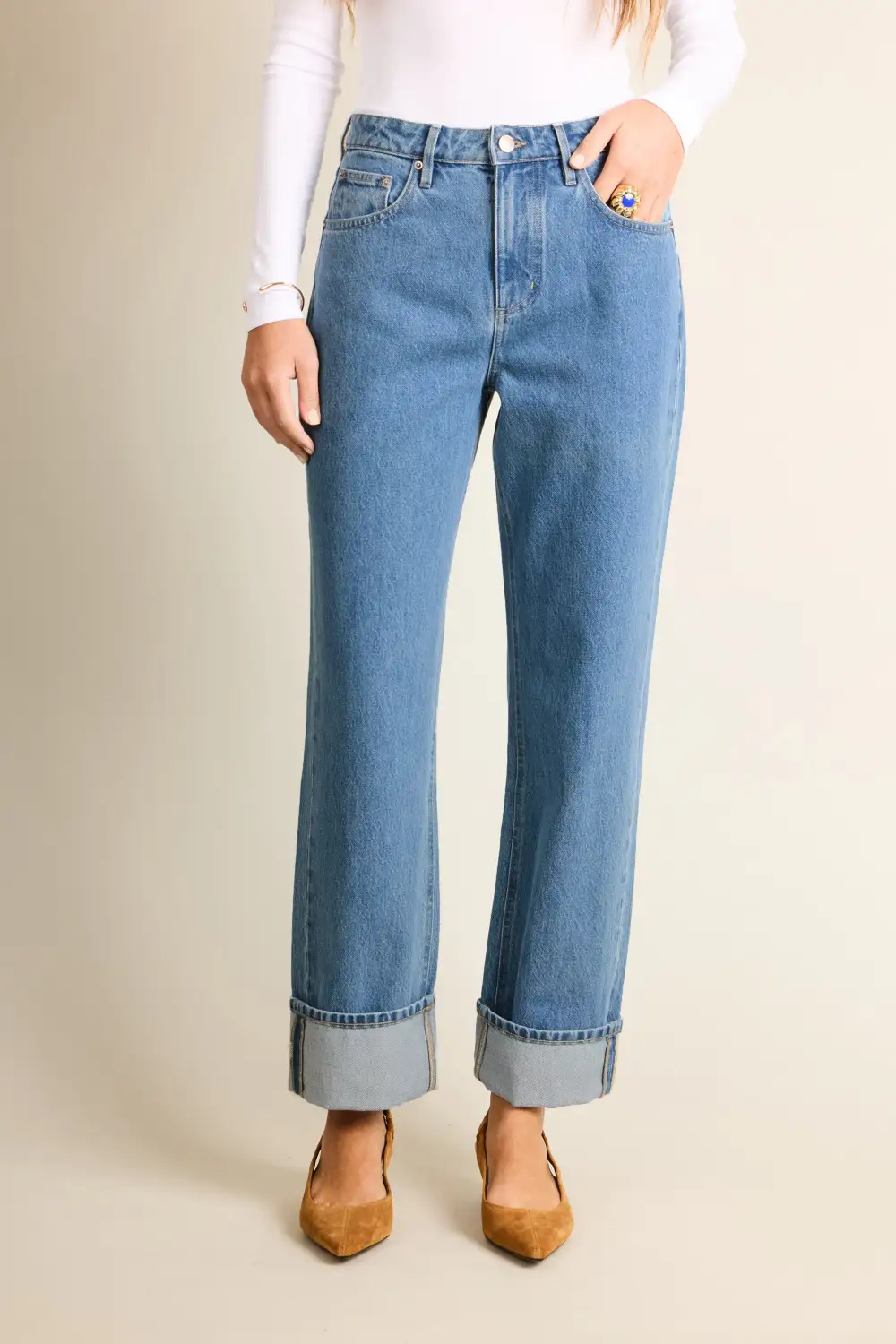 Women's Classic Boyfriend Straight High Waist Jeans