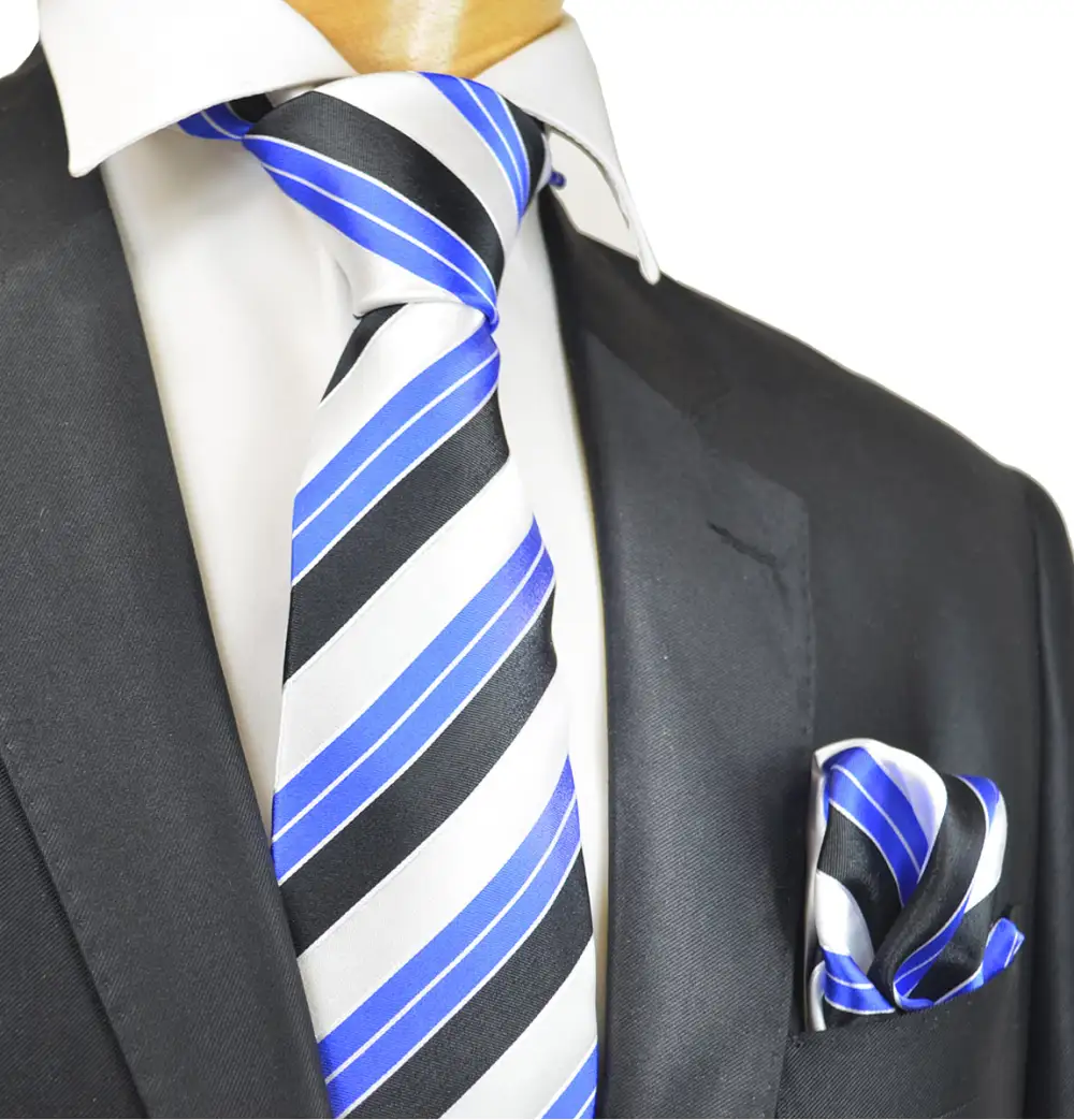 Distinctive Silk Striped Men's Necktie Accessory Set