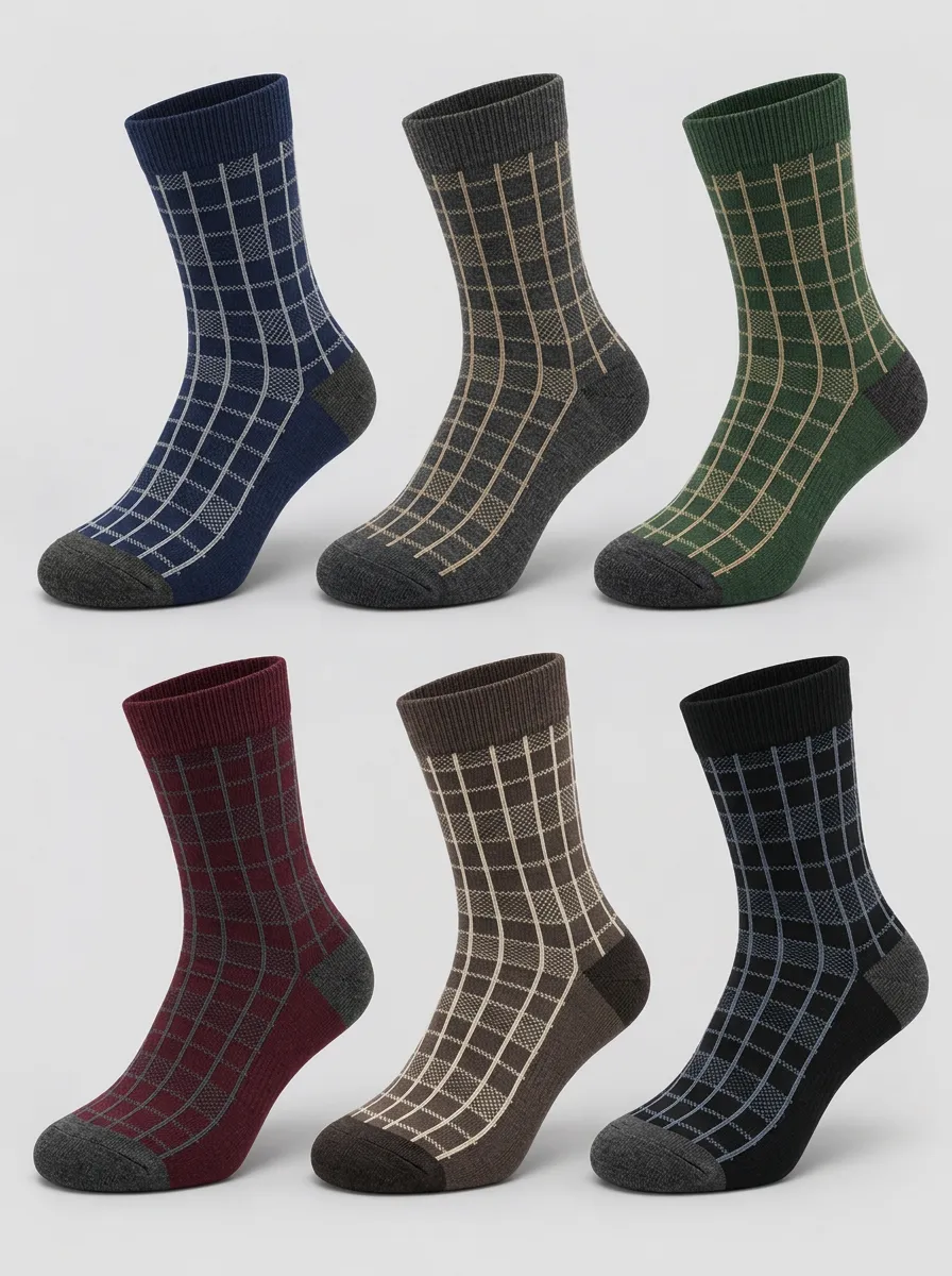 Men's Heritage Classic Grid Pattern Printed Socks 6-Pack