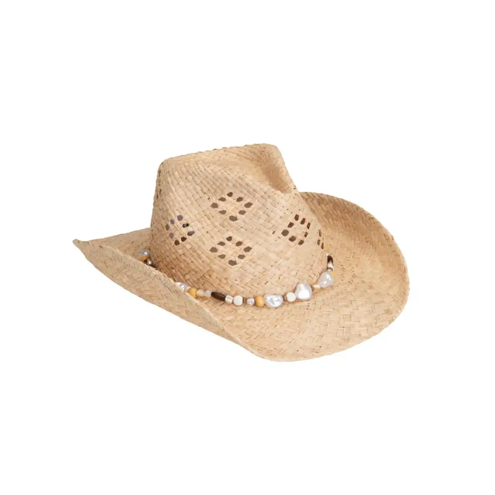 Beaded Raffia Coastal Cowboy Hat
