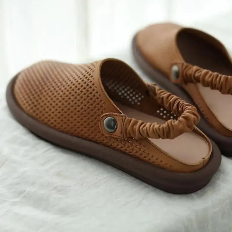  Casual Perforated Slip On Mule Sandals Apparel