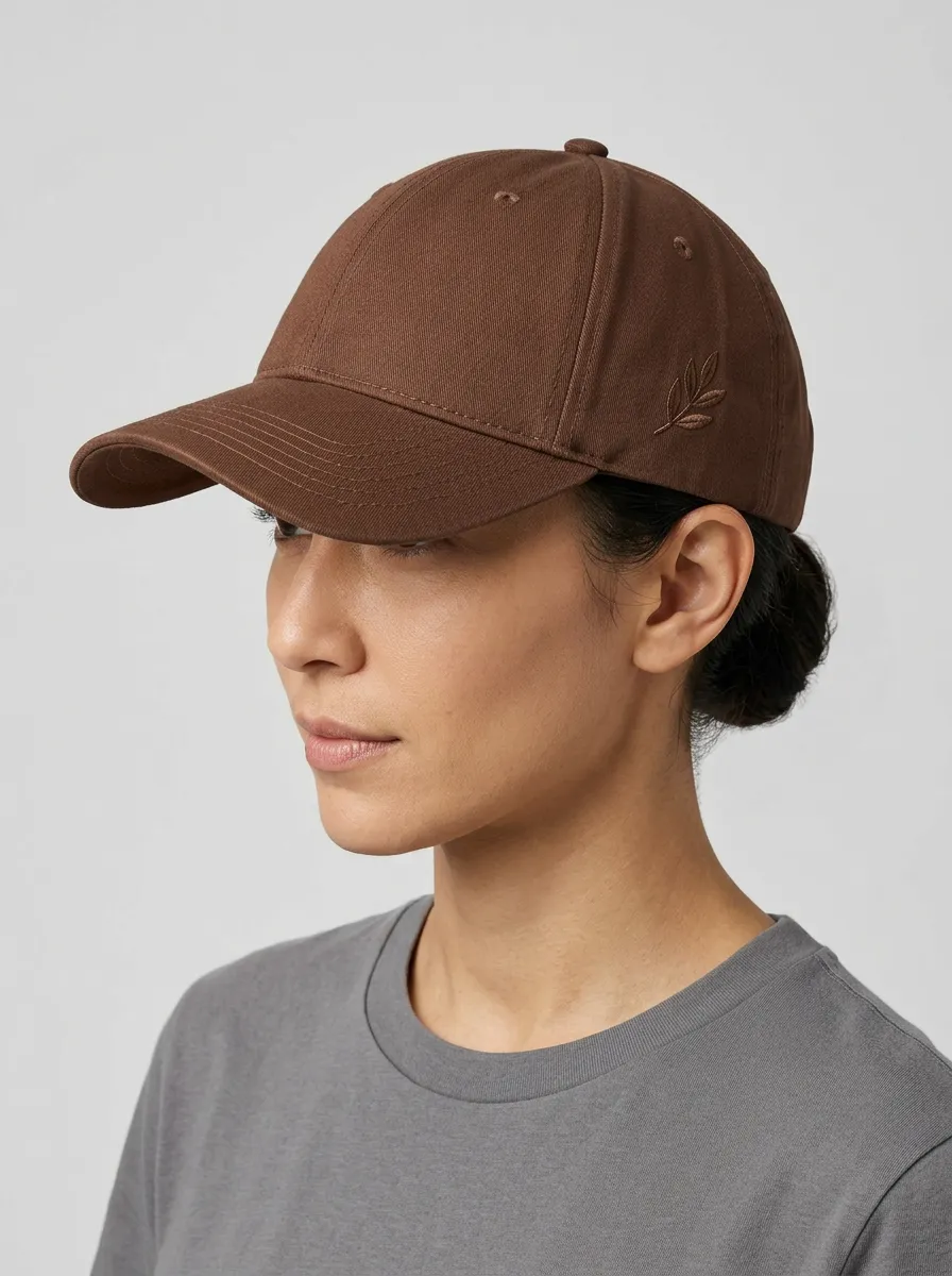 Unisex Minimalist Leaf Embroidery Brown Baseball Cap
