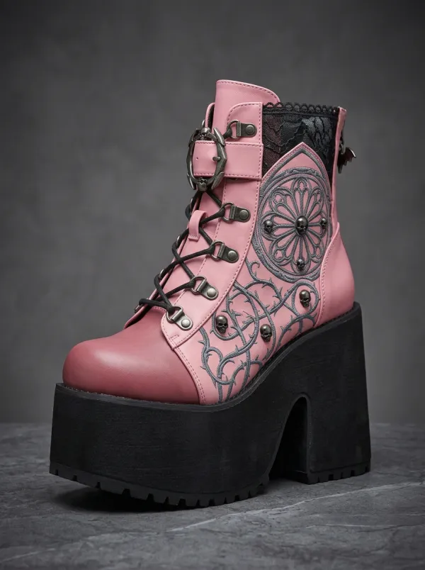 Nightfall Skull Rose Gothic Edit Women's Gothic Platform Boots