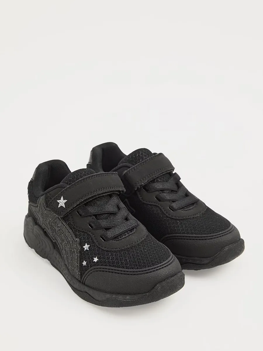Black Shooting Star Light Up School Shoes