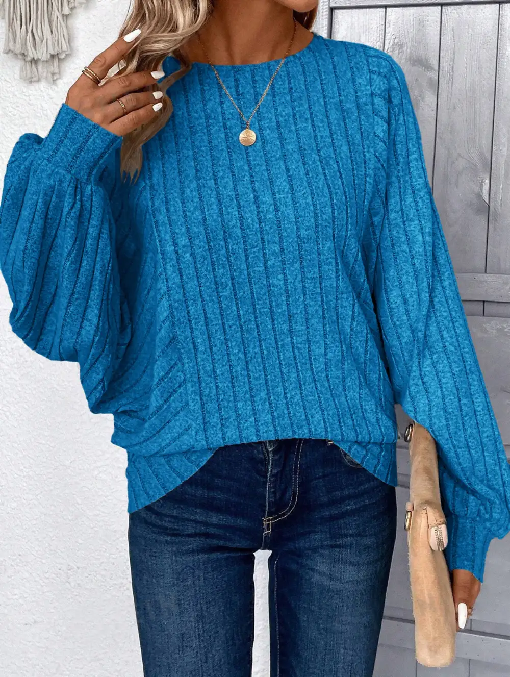 Plus Size Lantern Sleeve Top