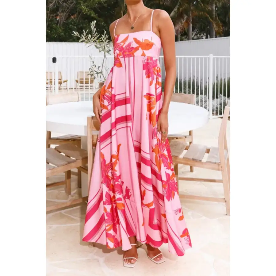 Casual Printed Square Neck Cami Maxi Dress