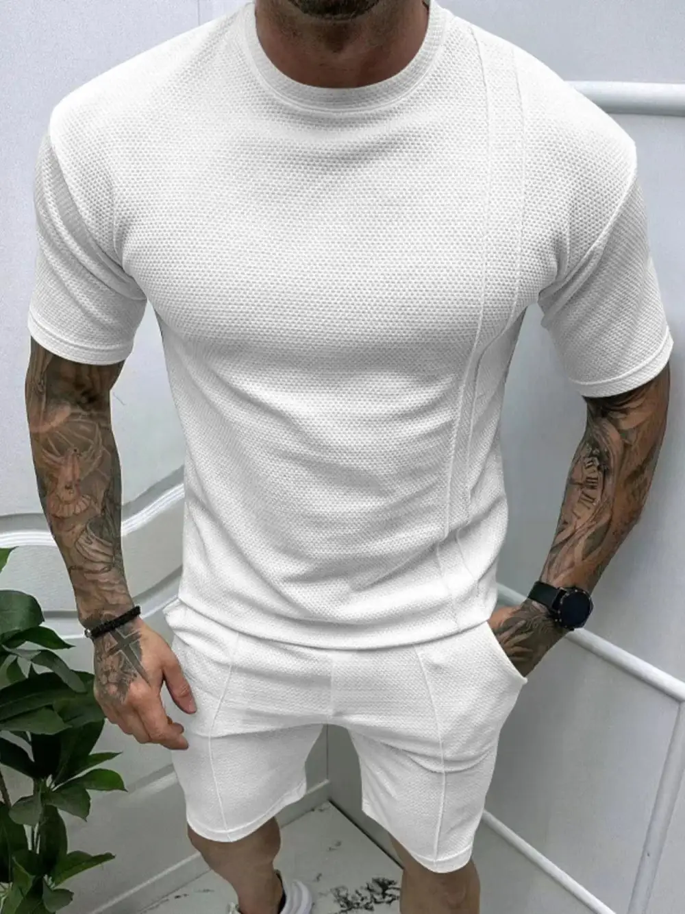 Round Neck Tee T-Shirt And Shorts Set