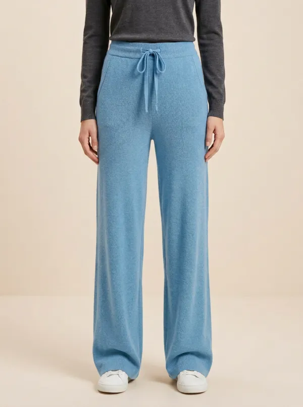 Ribbed Knitted Drawstring Wide Leg Pants
