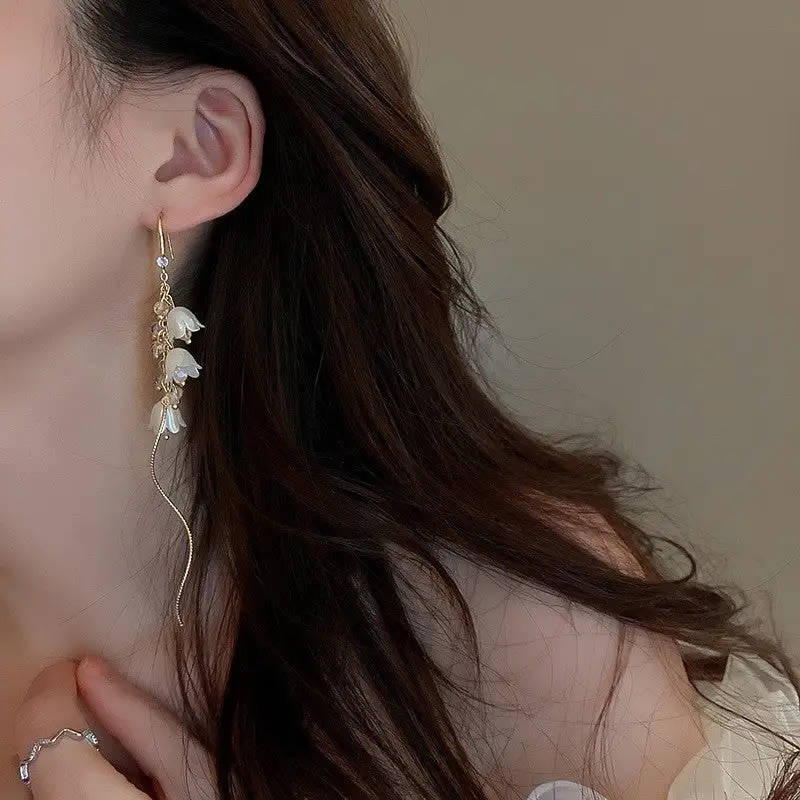 Floral Crystal Hook Earrings