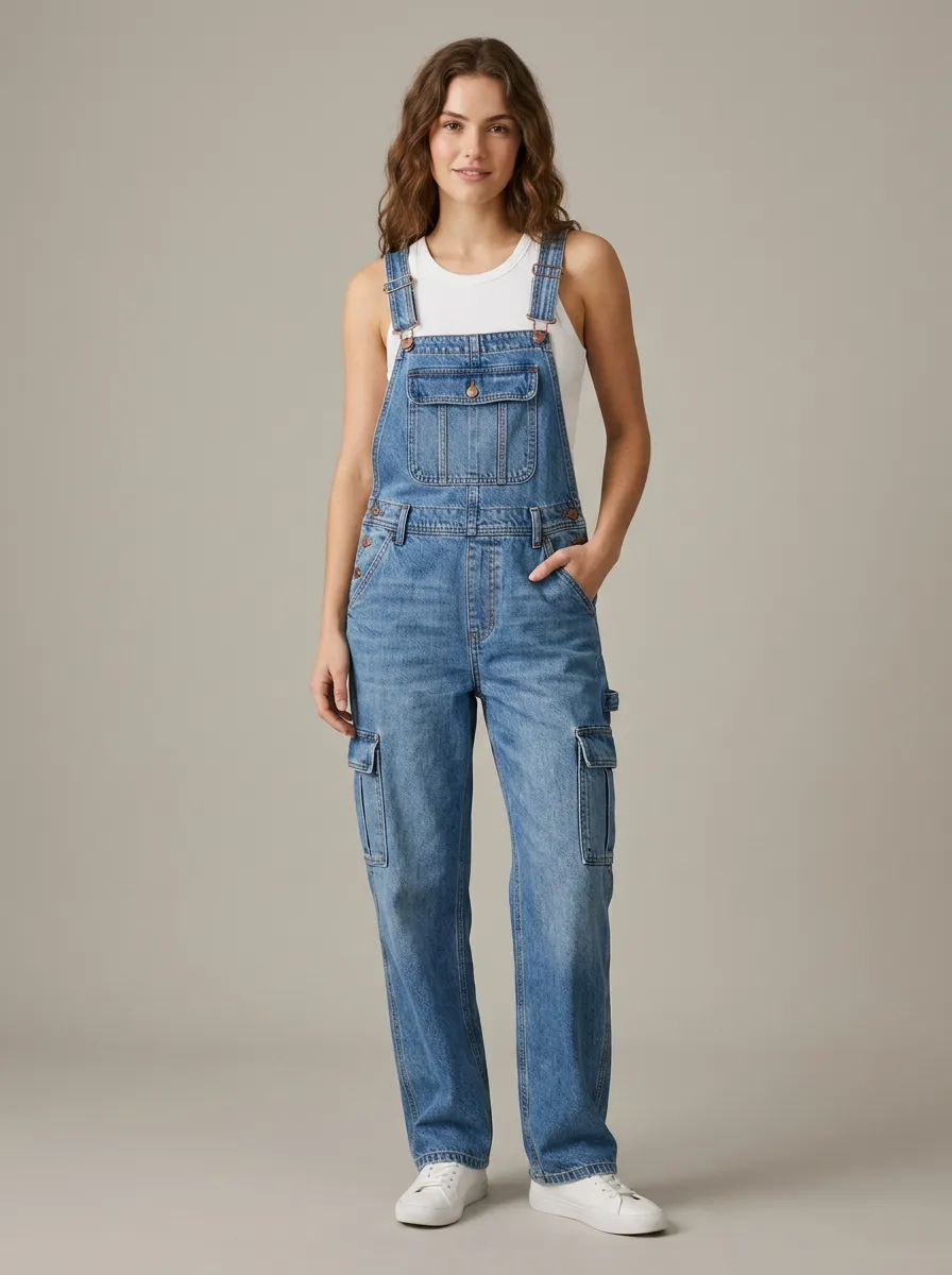 Women's Everyday Cargo Denim Overalls