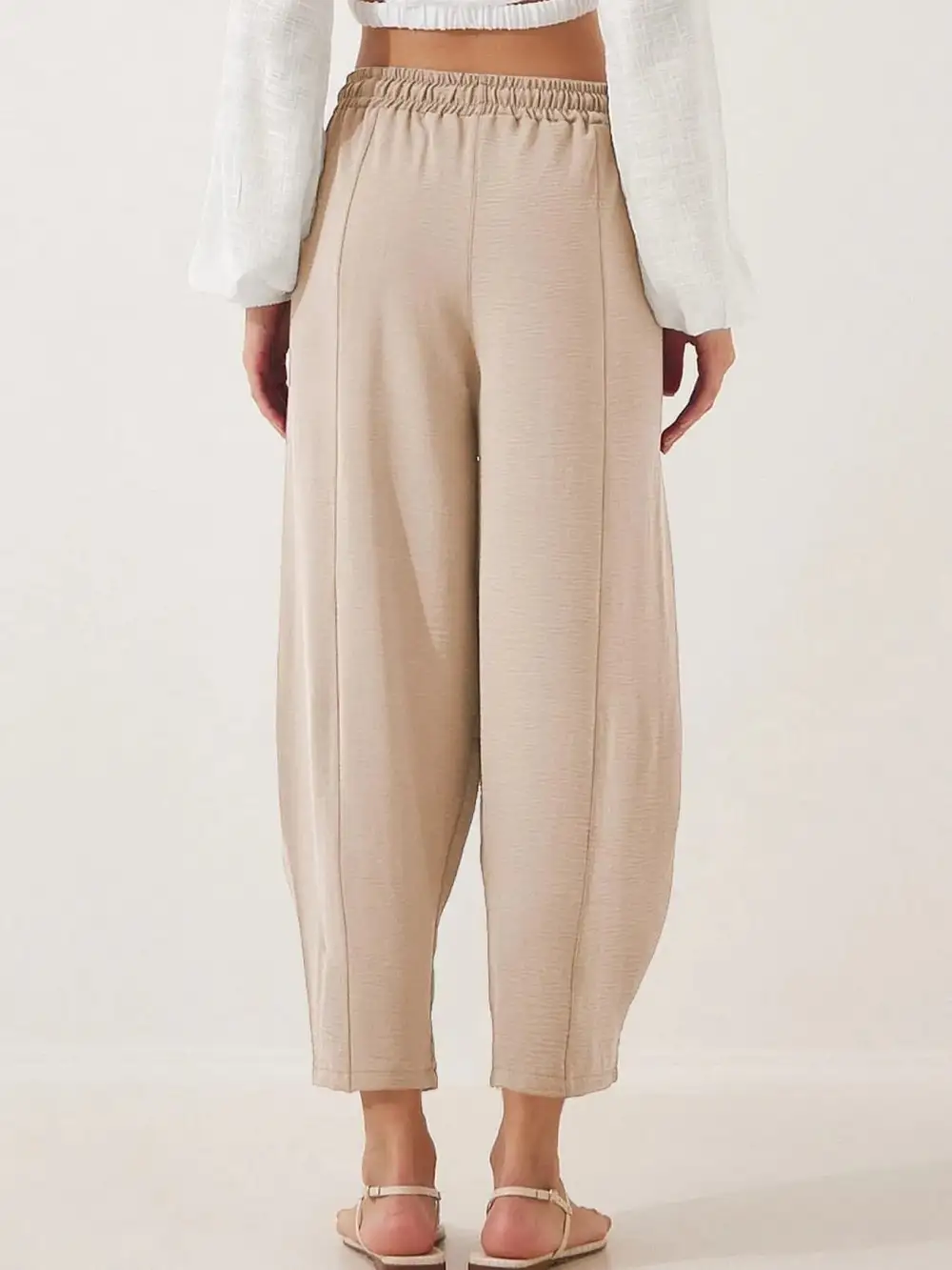 Full Size Drawstring Wide Leg Cropped Pants Plus Size
