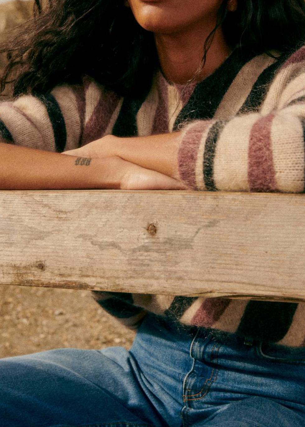 Zebra-Print Long-Sleeved Wool And Suede Pullover