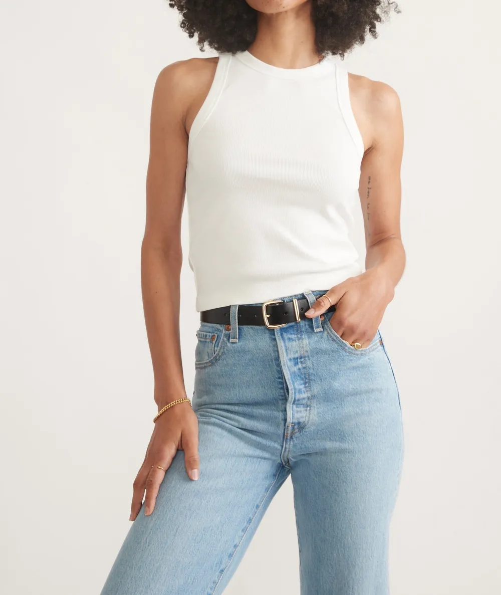 Crisp White High Neck Tank
