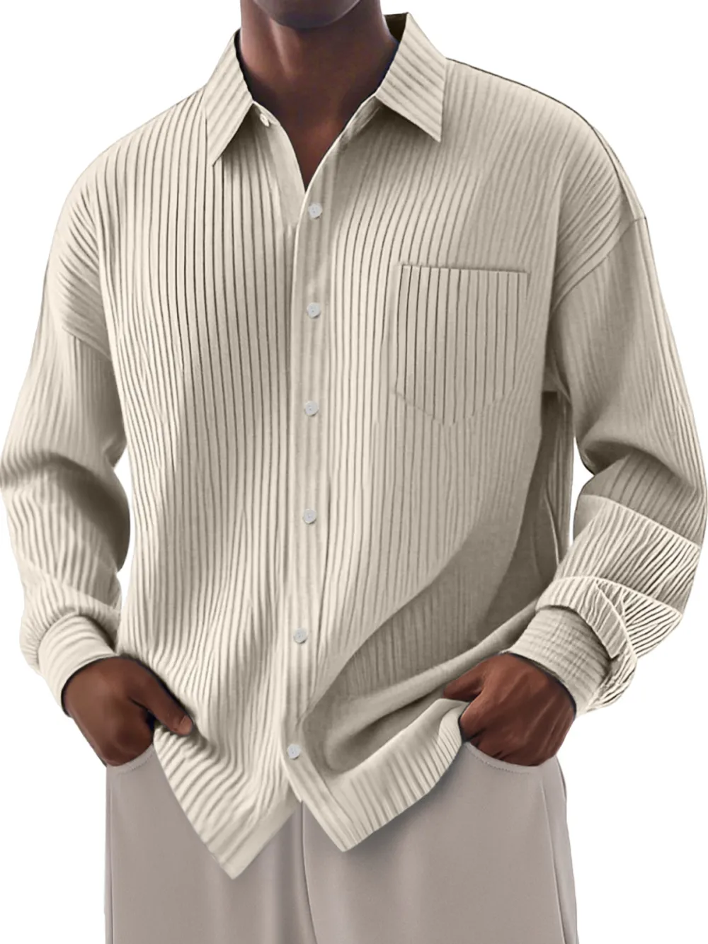 Clean Cut Long Sleeve Button Front Shirt