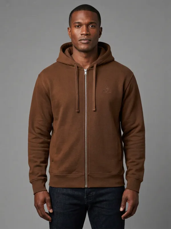 Men's Geometric Triangle Detail Graphic Full-Zip Side-Pocket Hoodie