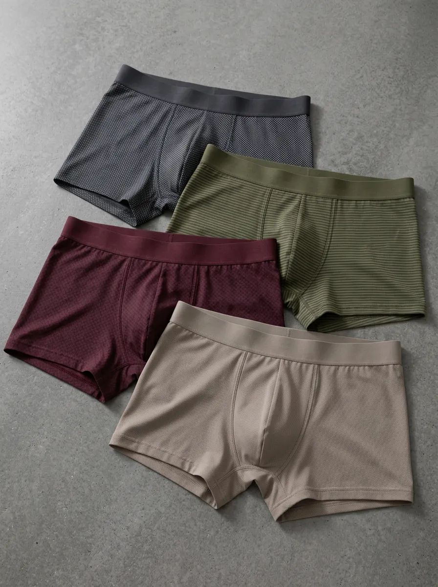 Men's Multi-Pattern Textured Printed Boxer Briefs 4-Pack
