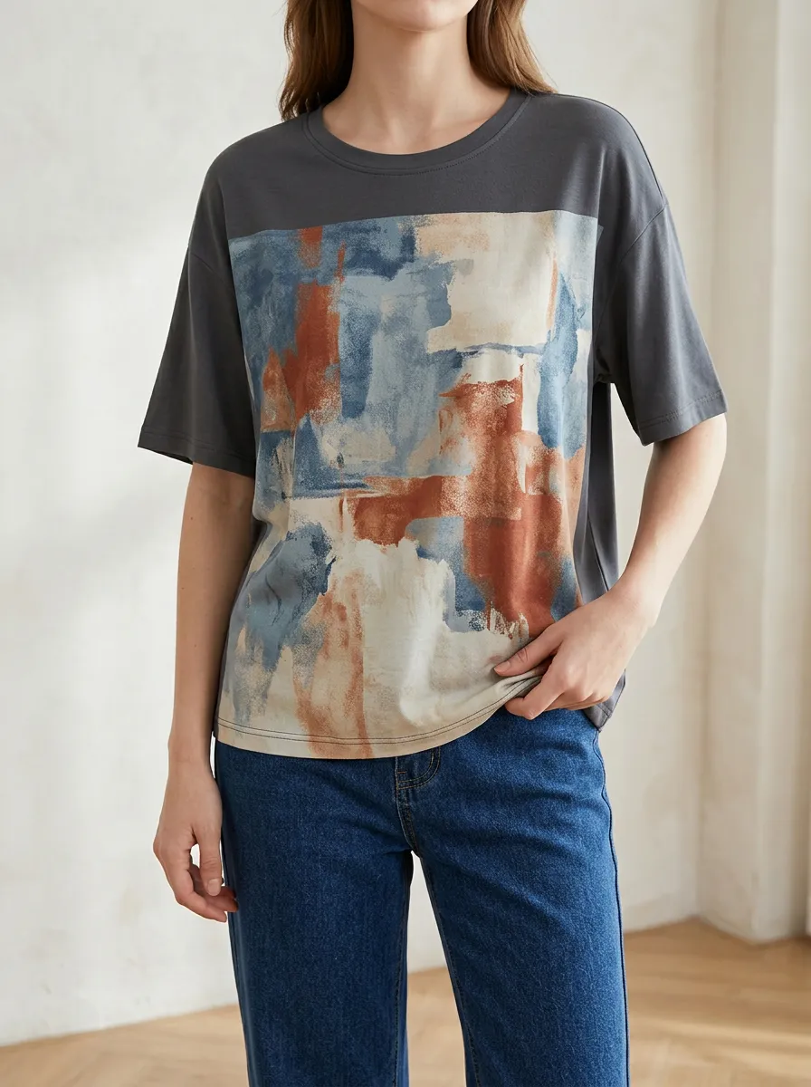 Graphic Ribbed Everyday T Shirt