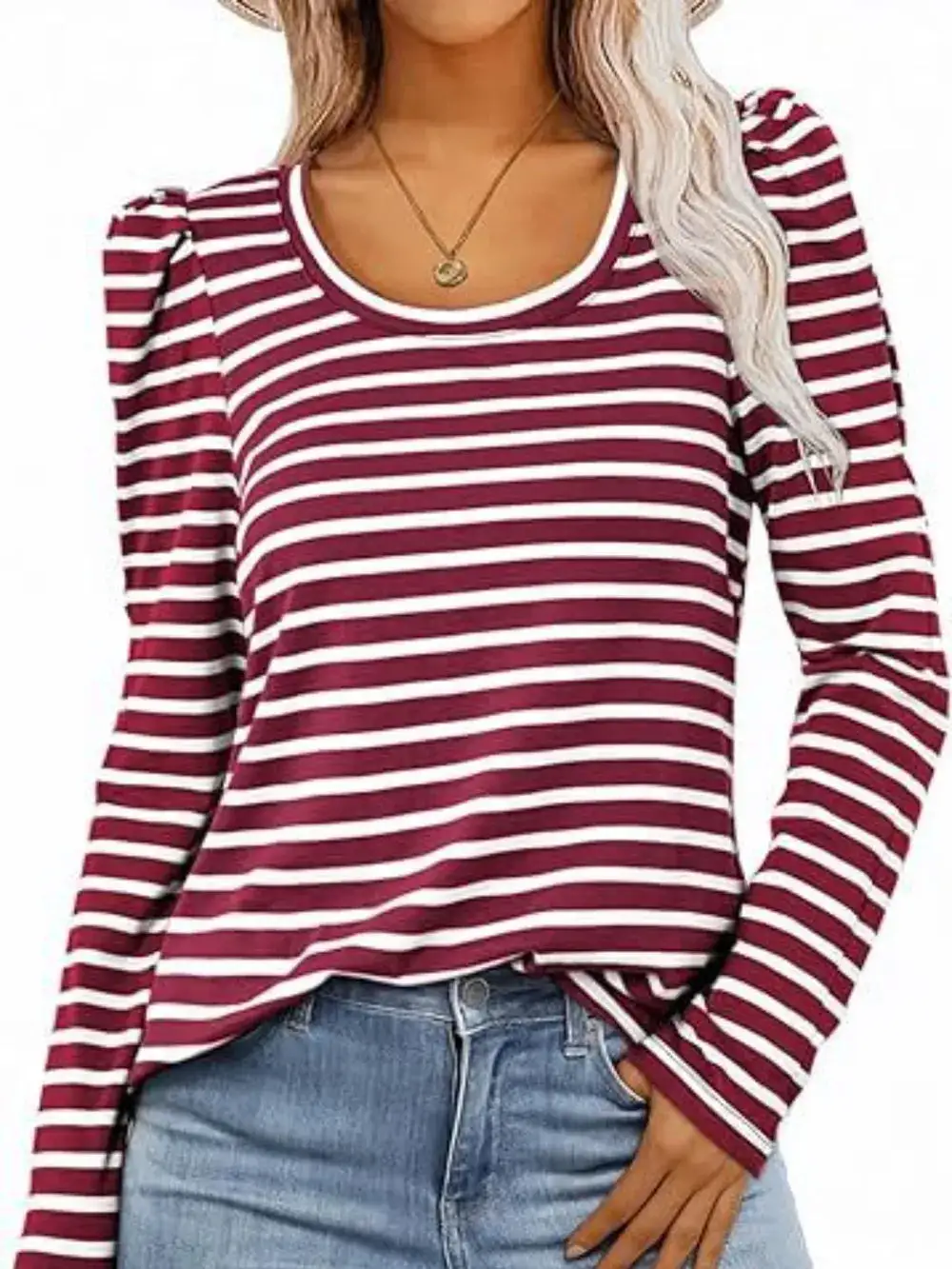 Modern Striped Round Neck Long Sleeve T-Shirt