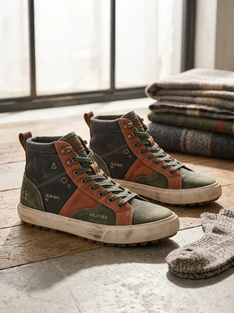 Men's Gear Dept Utility Patchwork Printed Canvas Shoes