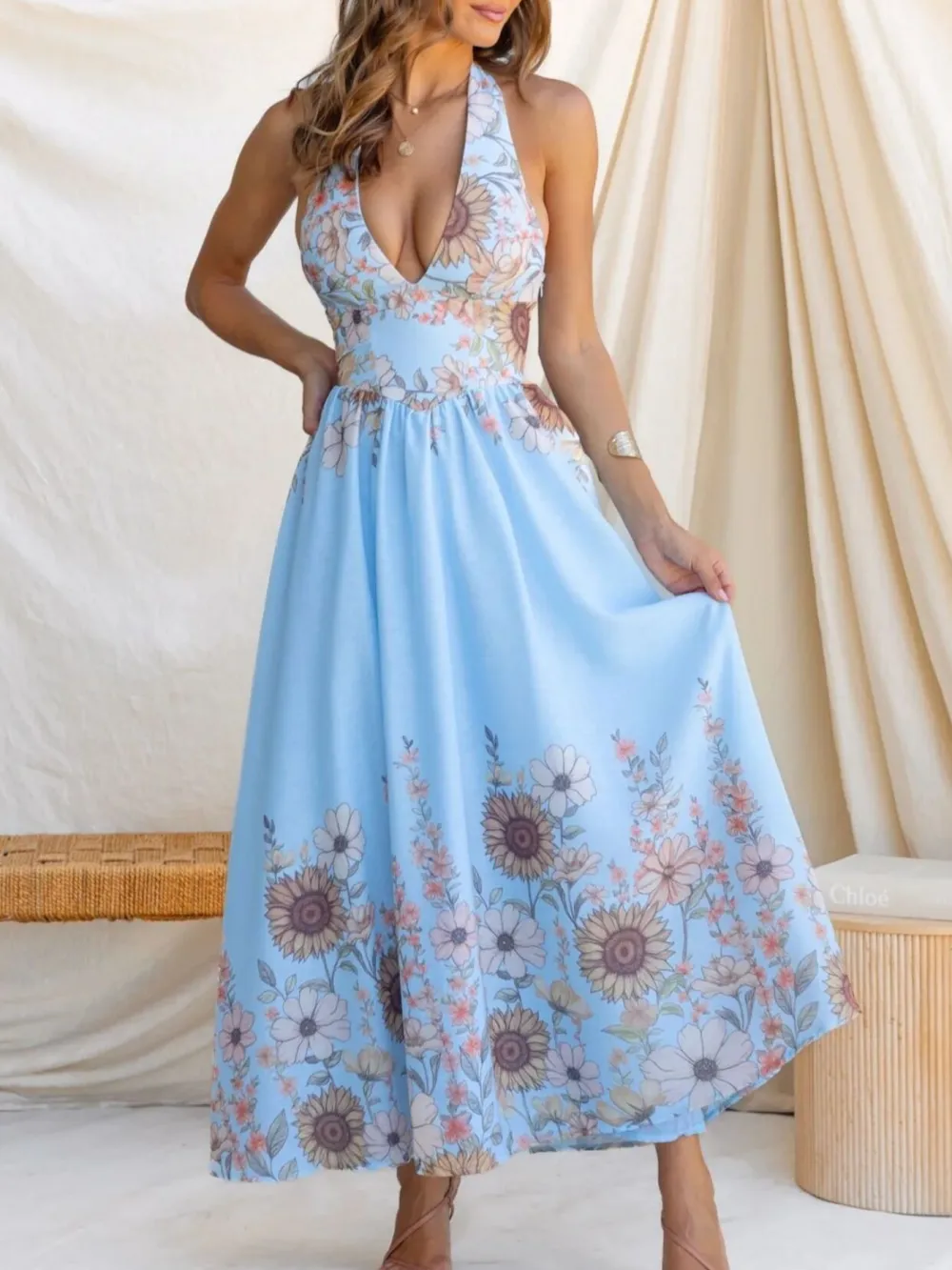 Everyday Halter Floral Maxi Dress
