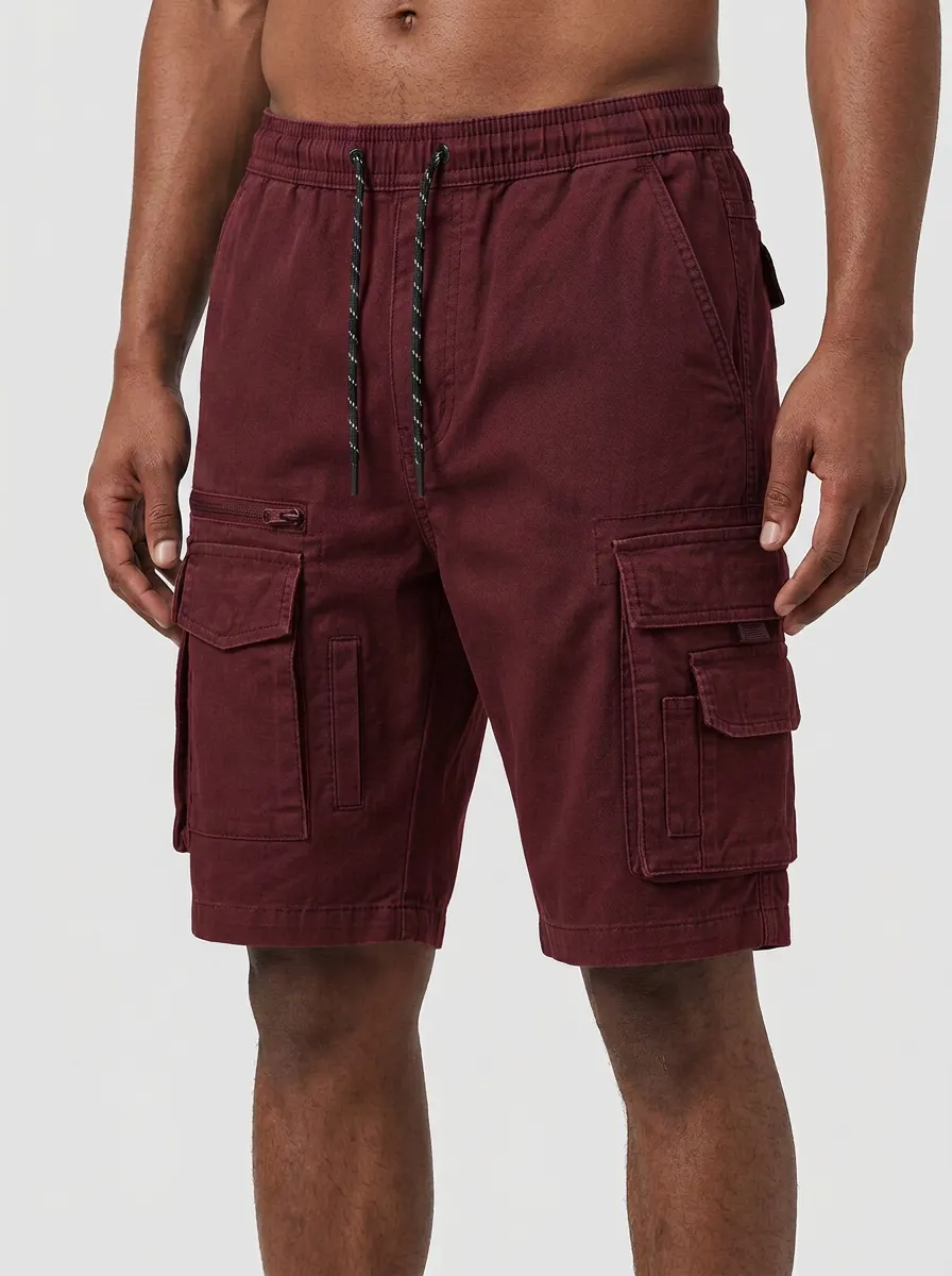 Men's Elastic Waist Multi-Pocket Cargo Shorts