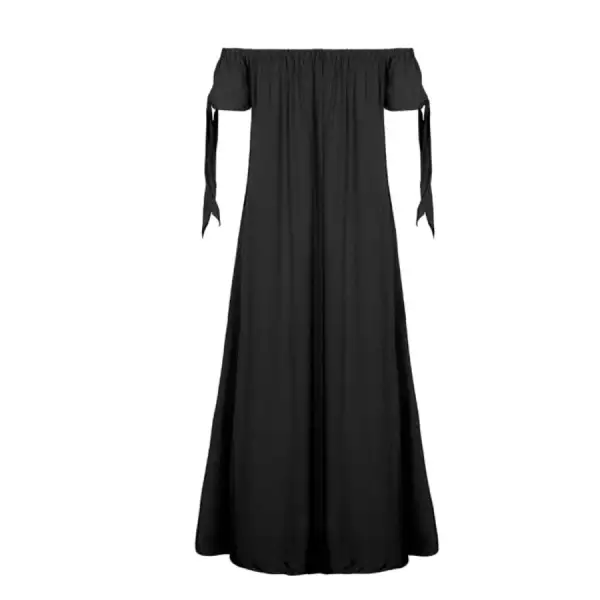 Slit Off Shoulder Short Sleeve Midi Dress